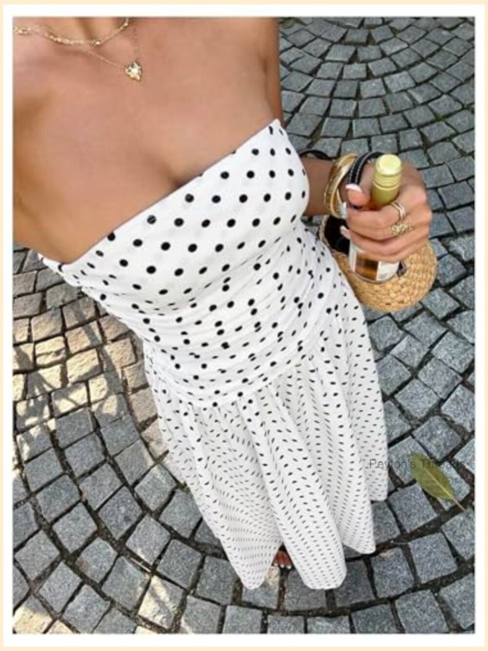 Strapless Polka Dot Ruffle Hem Maxi Dress with A-Line Silhouette - Picture 4 of 5